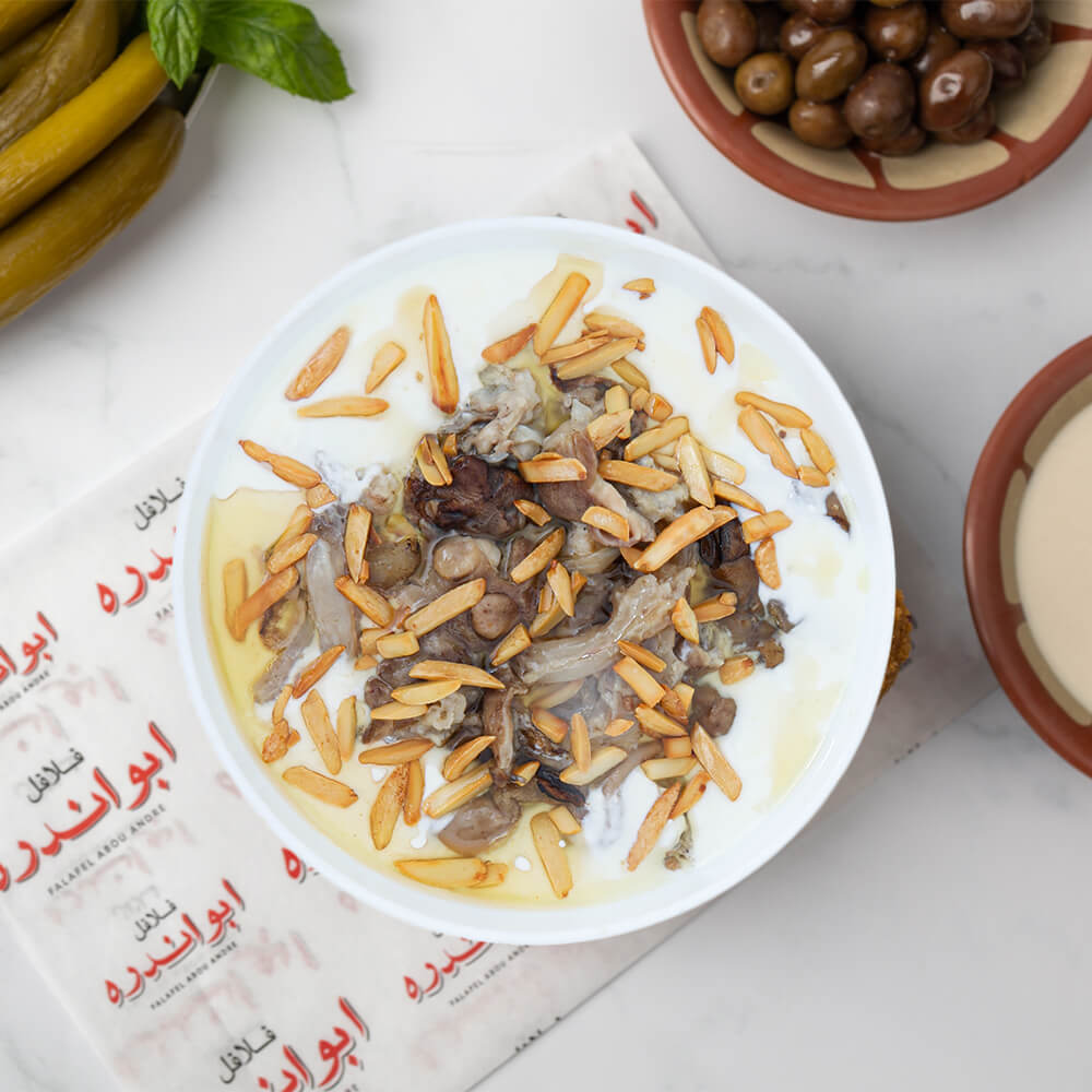 Lebanese Fattet Maqadem plate - falafel abou andre